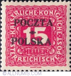 Image #1 of 15 haller - Postage Due Stamp of Austria,1916, Overprinted in black