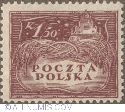 1,50 Korony 1919 - Grain harvest and renaissance granary in Kazimierz Dolny