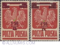 Image #1 of 1,50 Zloty on 25 Groszy 1945 - Polish Eagle Surcharged