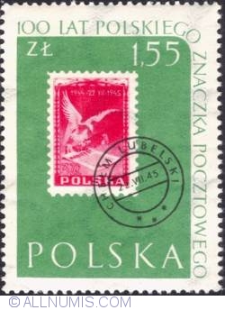 Image #1 of 1,55 złotego - I1945 beration stamp.