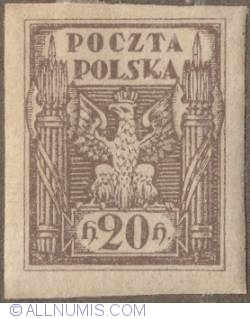 20 Halerzy 1919 - PEagle - Coat of arms - plain border