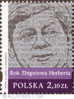 2,10 Zloty 2008 - Yeat of Zbigniew Herbert