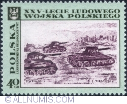 Image #1 of 40 Groszy 1968 - "Tanks Approaching Warsaw" by Stefan Garwatowski