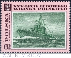 Image #1 of 60 Groszy 1968 - Warship “Blyskawica” by Marian Mokwa