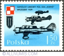 Image #1 of 1,50 Złoty 1971 - PZL 23-A "Karaś" (Crucian) fighters