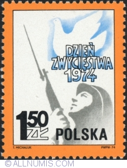 Image #1 of 1,50 Złoty 1974 - Soldier and dove