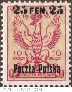 Image #1 of 25 Fenig on 10 Groszy 1918 -  Eagle - Coat of arms