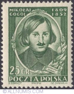 25 groszy 1952 -  Nikolai Gogol (1809-1852), writer