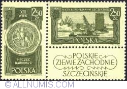 2,50; 2,50 złotego- Seal of Prince Barnim I; Seaport, Szczecin.