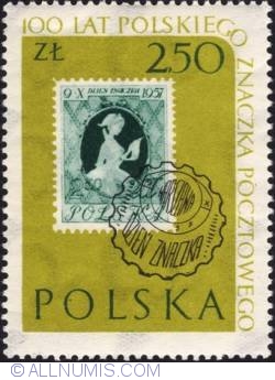 2,50 złotego- 1957 stamp day stamp