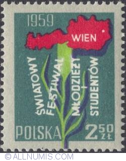 2,50 złotego - Map of Austria and flower