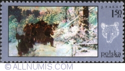 Image #1 of 1,50 Złoty 1968 -"Întoarcerea de la vânătoare cu un urs" de Julian Fałat