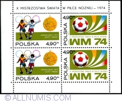 Image #1 of 2 x 4,90 Złote 1974 - Football World Cup in Munich (Souvenir sheet, 2 each)