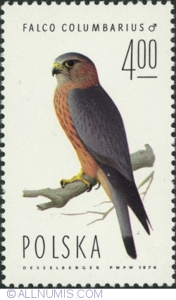 4 Zloty 1975 - Merlin (Falco columbarius)
