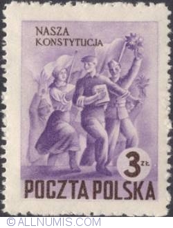 3 złote 1952 - Celebrating New Constitution