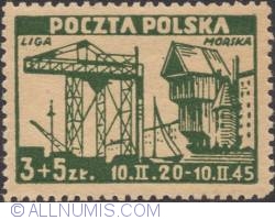 Image #1 of 3 zlote + 5 zlotych 1945 - Crane and Crane Tower Gdańsk