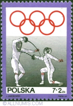 Image #1 of 7+2 Złote 1969 - Olympic Rings and Fencing