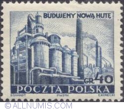 Image #1 of 40 groszy 1951 -  Nowa Huta steelworks
