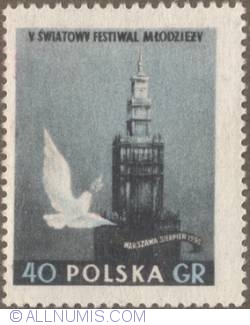40 Groszy 1955 - Dove & Tower of Palace of Science & Culture (b)