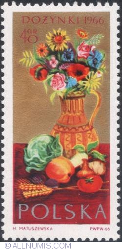 40 groszy 1966 - Flowers and Farm produce