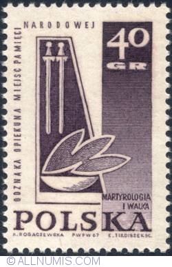 40 groszy 1967 - Emblem of Memorials Administration