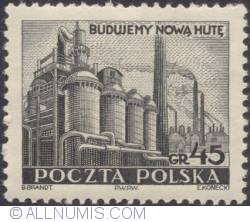 Image #1 of 45 groszy 1951 -  Nowa Huta steelworks