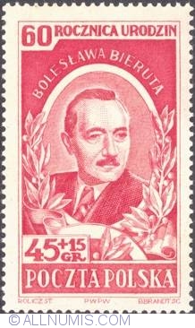 45+15 groszy 1952 - Bolesław Bierut
