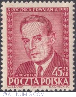 45+15 groszy 1952 - Marceli Nowotko