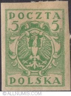5 Fenigow 1919 - Polish eagle on a baroque shield