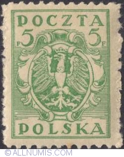 5 Fenigow 1919 - Polish eagle on a baroque shield