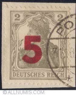5 Fenigow on 2 Pfennig 1919 - Germania