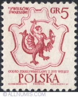 5 groszy 1965 -Warsaw’s Coat of Arms; Mermaid