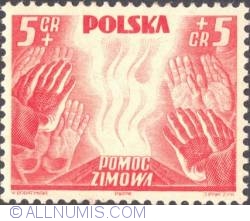 Image #1 of 5 Groszy + 5 Groszy 1938 - Hands and fire