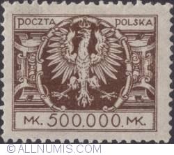500 000 Marek 1924 - Eagle on a large baroque shield