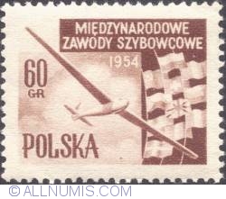 60 groszy 1954 -  Glider, flags (brown)