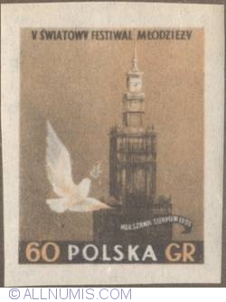 60 groszy 1955 - Dove & Tower of Palace of Science & Culture (a)