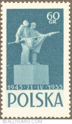 60 groszy 1955 - "Polish-Soviet friendship", monument by Alina Szapocznikow (b)