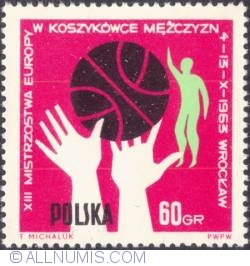 60 groszy - Hands with the ball and one pale green. silhouette