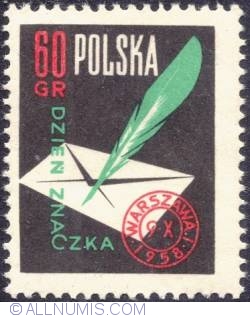 60 groszy - Letter, quill and postmark