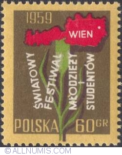 60 groszy- Map of Austria and flower
