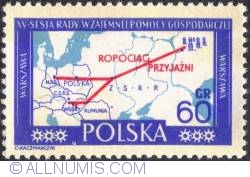 Image #1 of 60 groszy - Map with oil pipe line from Siberia to Central Europe.