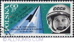Image #2 of 60 groszy - Walentina Władimirowna Tereszkowa and Vostok 6 (overprint)