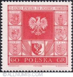 60 groszy1965 -Polish Eagle and town coats of arms