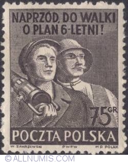 Image #1 of 75 groszy 1951 - Polish Workers