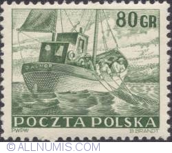 80 groszy 1953 -  Fishing Boat