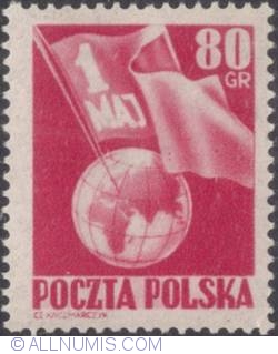 80 groszy 1953 - Flag and Globe