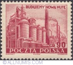 Image #1 of 90 groszy 1951 -  Nowa Huta steelworks