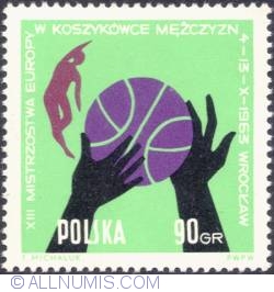 90 groszy-  Hands with the ball and 1 red silhouette