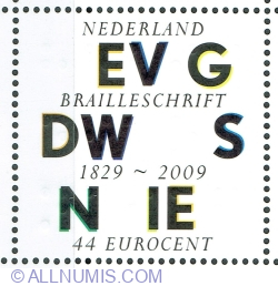 Image #1 of 44 Euro cent 2009 - Braille Alphabet
