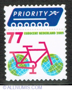 77 Euro cent 2009 - Bicycle with globes as wheels